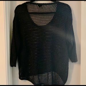 Aritzia Babaton Knit Silk Black Crewneck Sweater